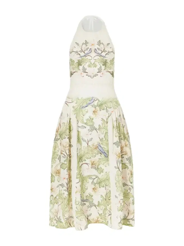 Agua by Agua Bendita Balsa Anhelo Embellished Printed Halterneck Linen Maxi Dress