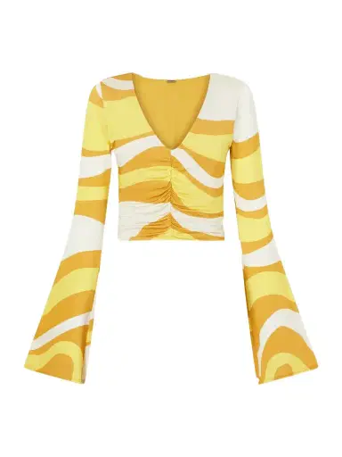 Cala de la Cruz Aelin Ruched Printed Jersey Top | Thumbnail 1