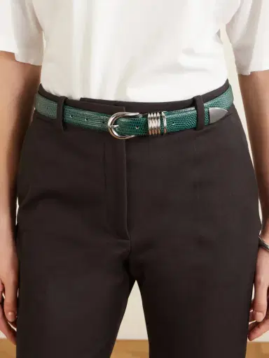 Déhanche Hollyhock Lizard-effect Leather Belt | Thumbnail 2 Déhanche Hollyhock Lizard-effect Leather Belt | Thumbnail 2