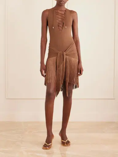 Taller Marmo Sahara Tie-detailed Stretch-jersey One-piece | Thumbnail 2