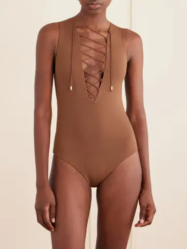 Taller Marmo Sahara Tie-detailed Stretch-jersey One-piece | Thumbnail 5