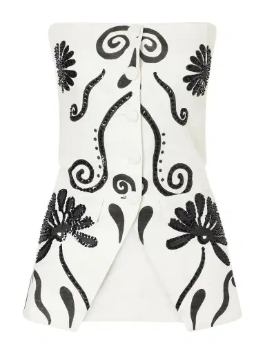 Cala de la Cruz Milos Strapless Sequin-embellished Floral-print Linen Top | Thumbnail 1