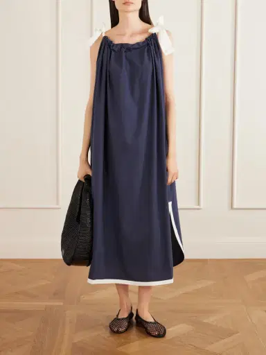 Les Vacances D’Irina Two-tone Cotton-poplin Maxi Dress | Thumbnail 2