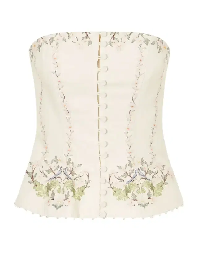 Agua by Agua Bendita Tota Anhelo Embellished Floral-printed Linen Corset Top