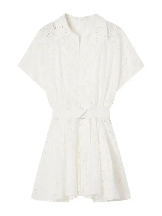 Belted Broderie Anglaise Cotton Mini Dress