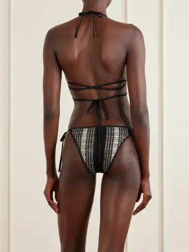 Missoni Mare Sequin-embellished Striped Metallic Crochet-knit Triangle Bikini | Thumbnail 3