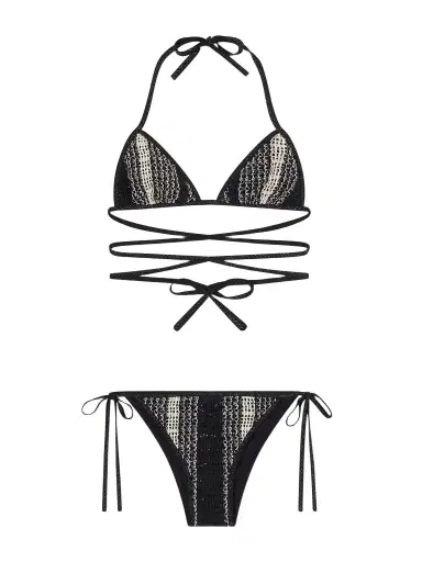 Missoni Mare Sequin-embellished Striped Metallic Crochet-knit Triangle Bikini | Thumbnail 1