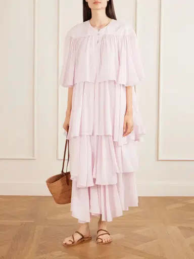 Les Vacances D’Irina Formentera Ruffled Cotton And Silk-blend Voile Kaftan | Thumbnail 2 Les Vacances D’Irina Formentera Ruffled Cotton And Silk-blend Voile Kaftan | Thumbnail 2
