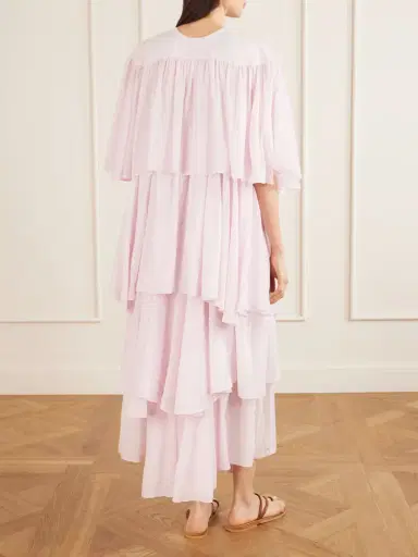 Les Vacances D’Irina Formentera Ruffled Cotton And Silk-blend Voile Kaftan | Thumbnail 3 Les Vacances D’Irina Formentera Ruffled Cotton And Silk-blend Voile Kaftan | Thumbnail 3
