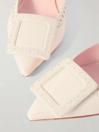 Roger Vivier Viv In The City 45 Buckled Perforated Leather Mules | Thumbnail 4