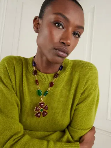 Susan Caplan Vintage + Chanel Vintage 1980 Gold-plated Gripoix Crystal Necklace | Thumbnail 2 Susan Caplan Vintage + Chanel Vintage 1980 Gold-plated Gripoix Crystal Necklace | Thumbnail 2