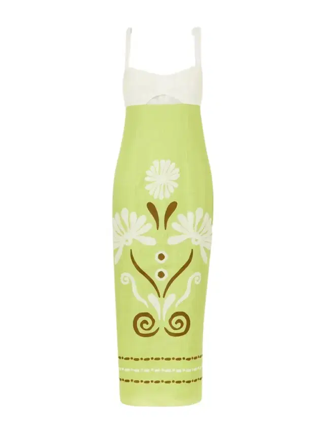 Cala de la Cruz Nara Cutout Printed Linen Midi Dress