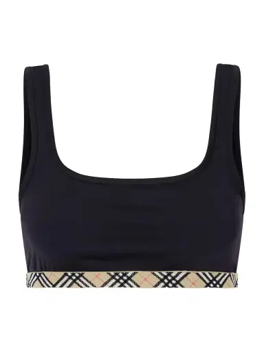 Burberry Samphire Checked Bikini Top | Thumbnail 1 Burberry Samphire Checked Bikini Top | Thumbnail 1