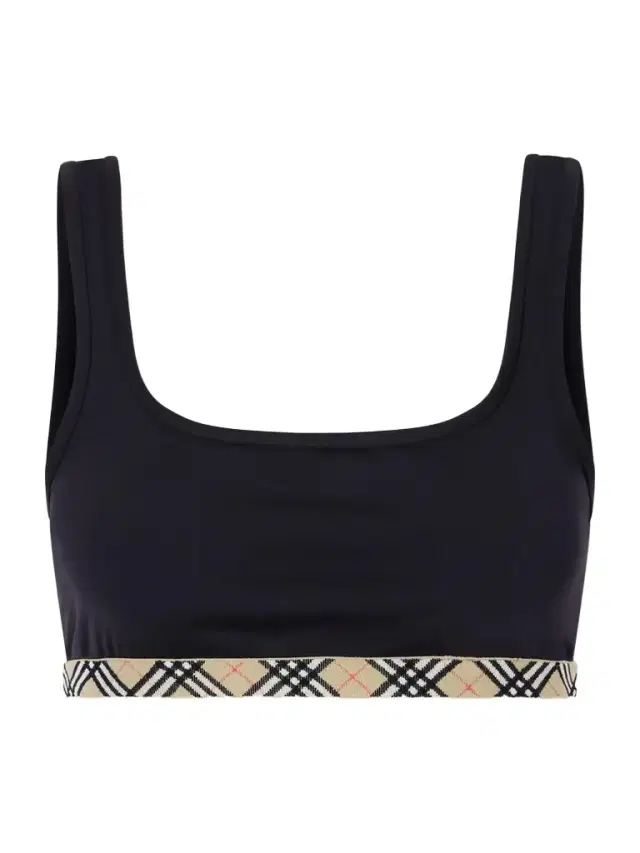 Burberry Samphire Checked Bikini Top