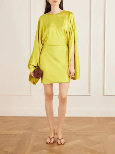 Norma Kamali Obie Satin Mini Dress | Thumbnail 2 Norma Kamali Obie Satin Mini Dress | Thumbnail 2