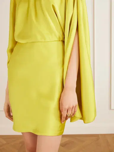 Norma Kamali Obie Satin Mini Dress | Thumbnail 4 Norma Kamali Obie Satin Mini Dress | Thumbnail 4