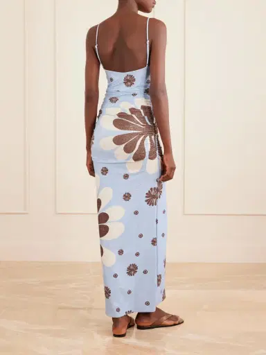 Cala de la Cruz Kim Ruched Printed Metallic Jersey Maxi Dress | Thumbnail 3 Cala de la Cruz Kim Ruched Printed Metallic Jersey Maxi Dress | Thumbnail 3