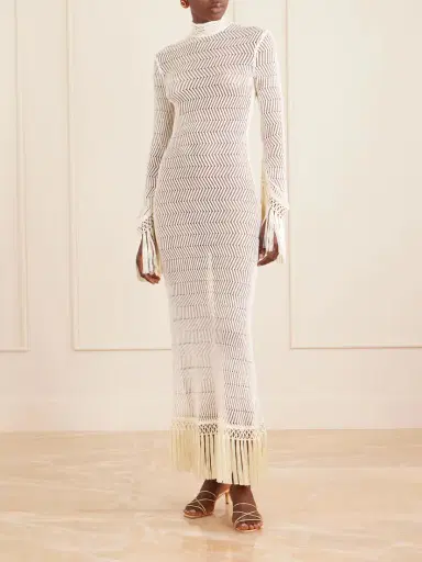 Taller Marmo New Mexico Fringed Open-knit Cotton Gown | Thumbnail 2