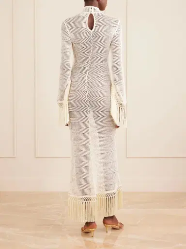 Taller Marmo New Mexico Fringed Open-knit Cotton Gown | Thumbnail 3