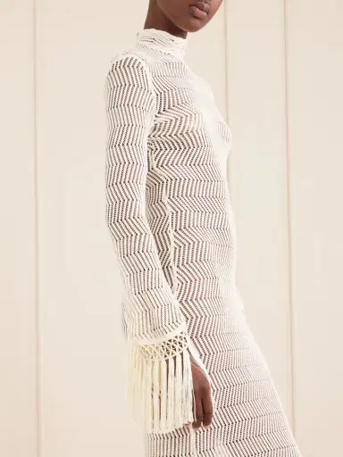 Taller Marmo New Mexico Fringed Open-knit Cotton Gown | Thumbnail 4