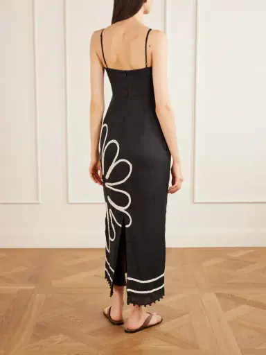 Cala de la Cruz Paloma Bead-embellsihed Embroidered Linen Midi Dress | Thumbnail 3 Cala de la Cruz Paloma Bead-embellsihed Embroidered Linen Midi Dress | Thumbnail 3