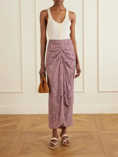 Veronica Beard Sira Ruffled Floral-print Metallic Maxi Skirt | Thumbnail 2