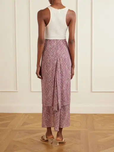 Veronica Beard Sira Ruffled Floral-print Metallic Maxi Skirt | Thumbnail 4