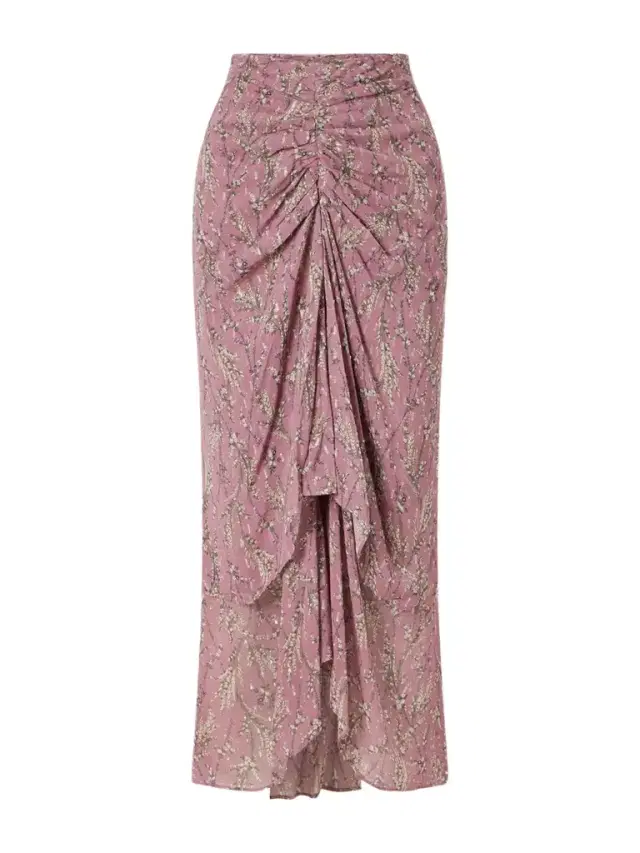 Sira Ruffled Floral-print Metallic Maxi Skirt