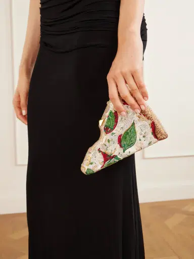 Judith Leiber Couture Pizza Crystal-embellished Gold-tone Clutch | Thumbnail 2