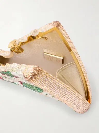 Judith Leiber Couture Pizza Crystal-embellished Gold-tone Clutch | Thumbnail 6