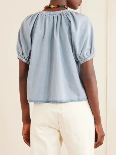 Frame The Resort Cotton And Tencel™ Lyocell-blend Chambray Blouse | Thumbnail 3 Frame The Resort Cotton And Tencel™ Lyocell-blend Chambray Blouse | Thumbnail 3