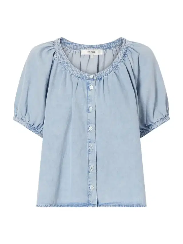 Frame The Resort Cotton And Tencel™ Lyocell-blend Chambray Blouse