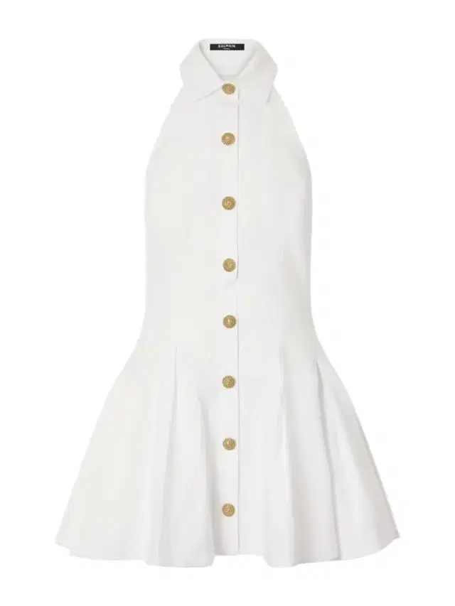 Balmain Halterneck Cotton-poplin Mini Dress
