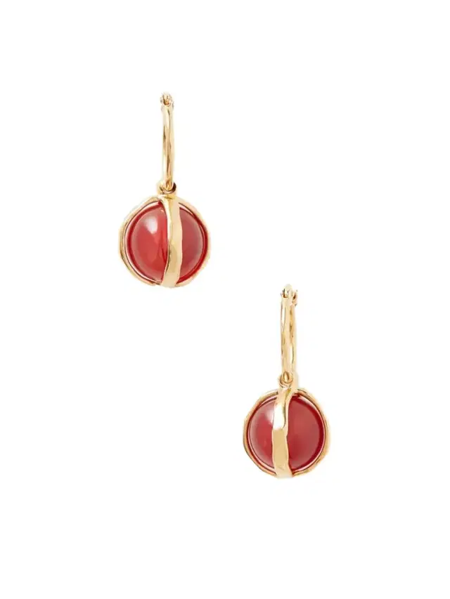 Beaded Gold-tone Agate Earrings