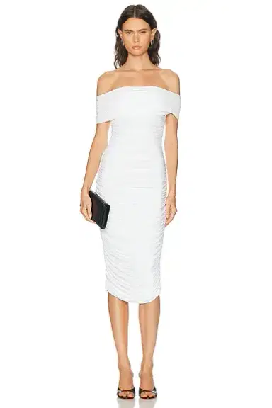 Norma Kamali Sleeveless Cowl Neck Side Shirred Dress | Thumbnail 1 Norma Kamali Sleeveless Cowl Neck Side Shirred Dress | Thumbnail 1