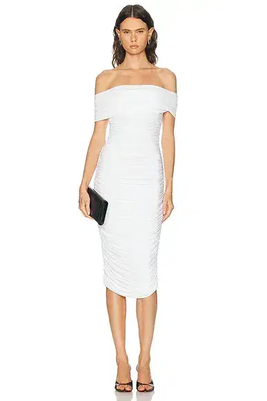 Sleeveless Cowl Neck Side Shirred Dress