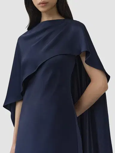 SIMKHAI Women's Draped Stretch Jersey Demi Cape Gown - Midnight | Thumbnail 8