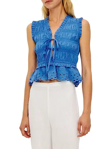 RAILS Women's Martine Ruffle Peplum Top - Harbor Blue - Size XL | Thumbnail 3 RAILS Women's Martine Ruffle Peplum Top - Harbor Blue - Size XL | Thumbnail 3