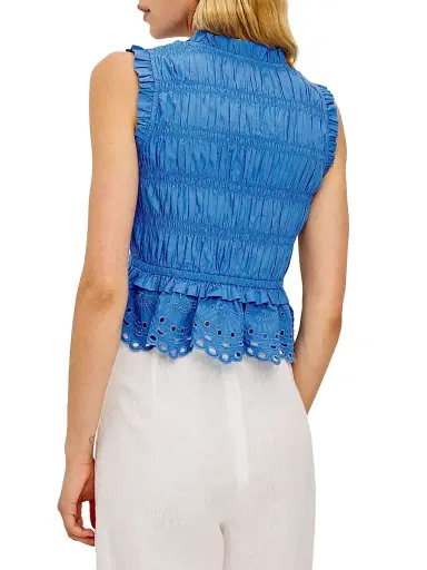 RAILS Women's Martine Ruffle Peplum Top - Harbor Blue - Size XL | Thumbnail 5 RAILS Women's Martine Ruffle Peplum Top - Harbor Blue - Size XL | Thumbnail 5