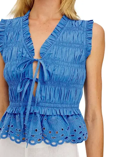 RAILS Women's Martine Ruffle Peplum Top - Harbor Blue - Size XL | Thumbnail 6 RAILS Women's Martine Ruffle Peplum Top - Harbor Blue - Size XL | Thumbnail 6