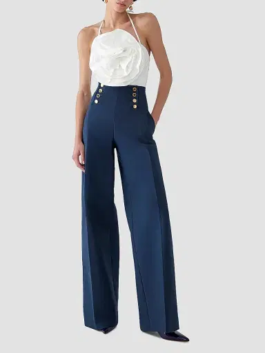 Carolina Herrera Women's Cabana Alba Stretch-Cotton Pants - Midnight - Size 14 | Thumbnail 2 Carolina Herrera Women's Cabana Alba Stretch-Cotton Pants - Midnight - Size 14 | Thumbnail 2