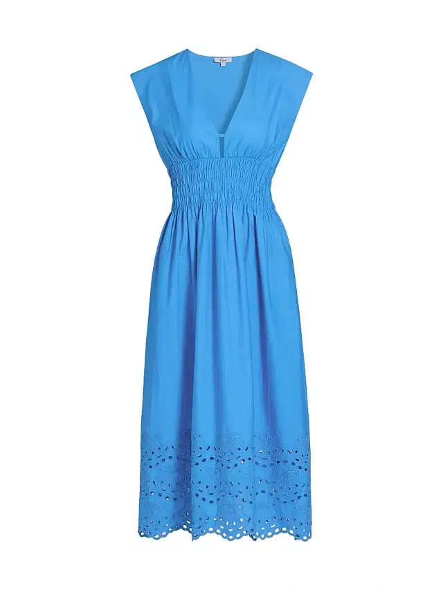 Rails Women's Roxanne Cotton Embroidered Midi-Dress - Harbor Blue