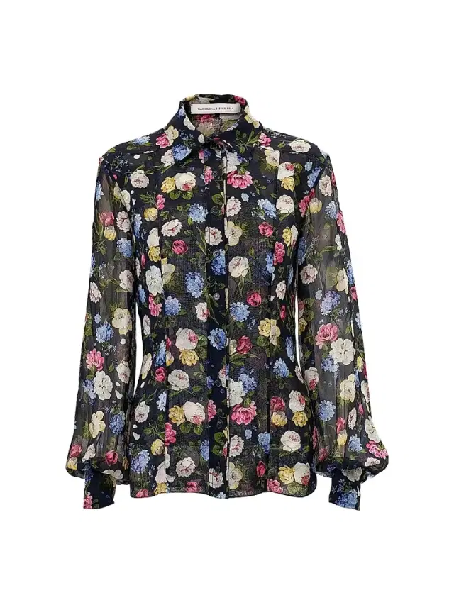 Carolina Herrera Women's Cabana Isabella Floral Silk Shirt - Midnight Multi
