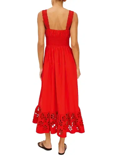 RAILS Women's Moira Embroidered Shirred Midi-Dress - Scarlet | Thumbnail 3