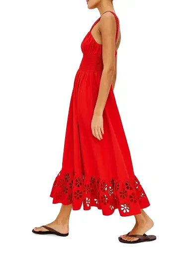 RAILS Women's Moira Embroidered Shirred Midi-Dress - Scarlet | Thumbnail 4
