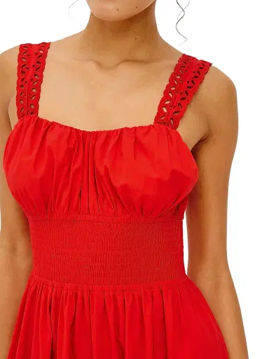 RAILS Women's Moira Embroidered Shirred Midi-Dress - Scarlet | Thumbnail 6