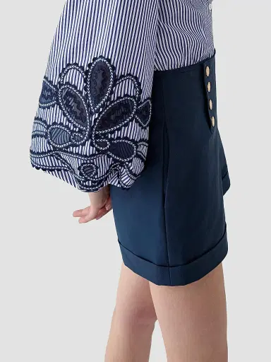 Carolina Herrera Women's Cabana High-Rise Wide-Leg Shorts - Midnight - Size 10 | Thumbnail 4 Carolina Herrera Women's Cabana High-Rise Wide-Leg Shorts - Midnight - Size 10 | Thumbnail 4