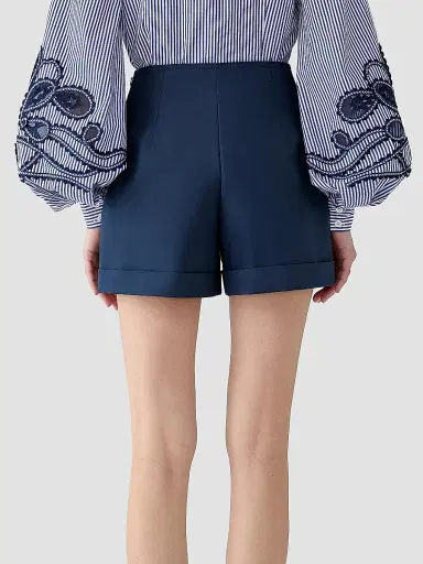 Carolina Herrera Women's Cabana High-Rise Wide-Leg Shorts - Midnight - Size 10 | Thumbnail 5 Carolina Herrera Women's Cabana High-Rise Wide-Leg Shorts - Midnight - Size 10 | Thumbnail 5