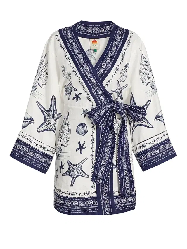 Women's Coast Scarf Linen Tie-Waist Minidress - Off White