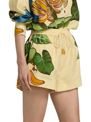 Farm Rio Women's Printed Linen Drawstring Shorts - Yellow - Size XL | Thumbnail 4 Farm Rio Women's Printed Linen Drawstring Shorts - Yellow - Size XL | Thumbnail 4